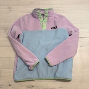 Lands' End girls light blue purple fleece pullover sweater 10/12